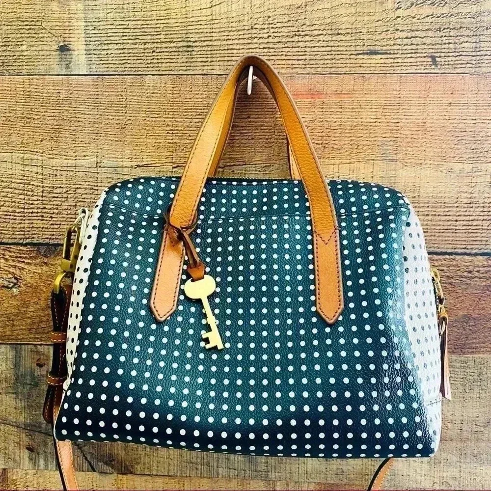 Fossil Sydney Polka Dot Satchel/Crossbody Bag